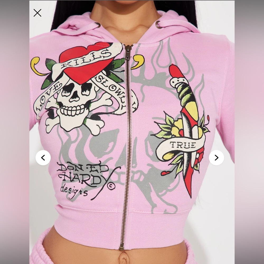Ed Hardy Light Pink Tattoo Graphic Hoodie